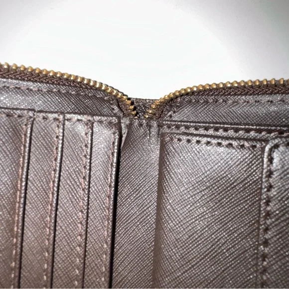 Michael Kors Brown Logo Zip Around Leather Wallet - Picture 6 of 8